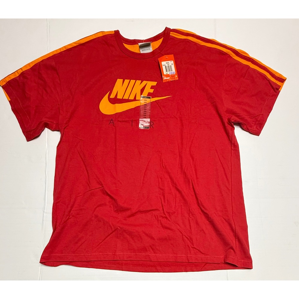 Nike Air Mens XXL Red Orange Graphic Swoosh Logo Short Sleeve NWT Vintage Y2K
